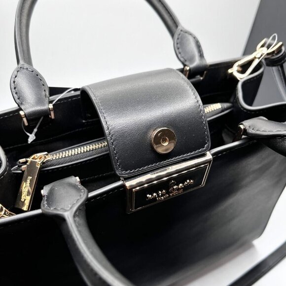 NWT KATE SPADE REEGAN SMOOTH LEATHER SATCHEL BAG IN BLACK - 0S - Picture 12 of 13